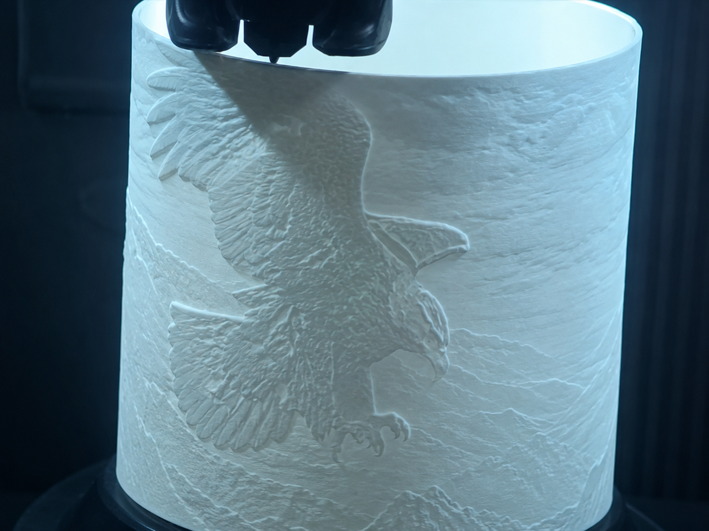 Aigle sur machine — atelier OPEN3D FRANCE